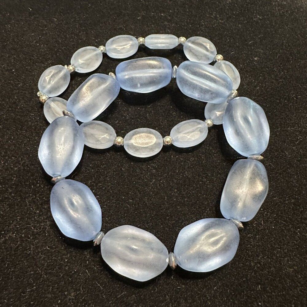 Frosted Blue Acrylic Beaded Stretch Bracelet Lot Wedding